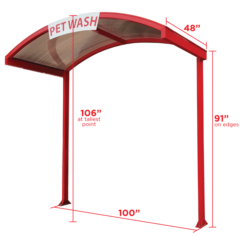 Flip-Tub Awning Quarter Red Measurements Awning with Measurements